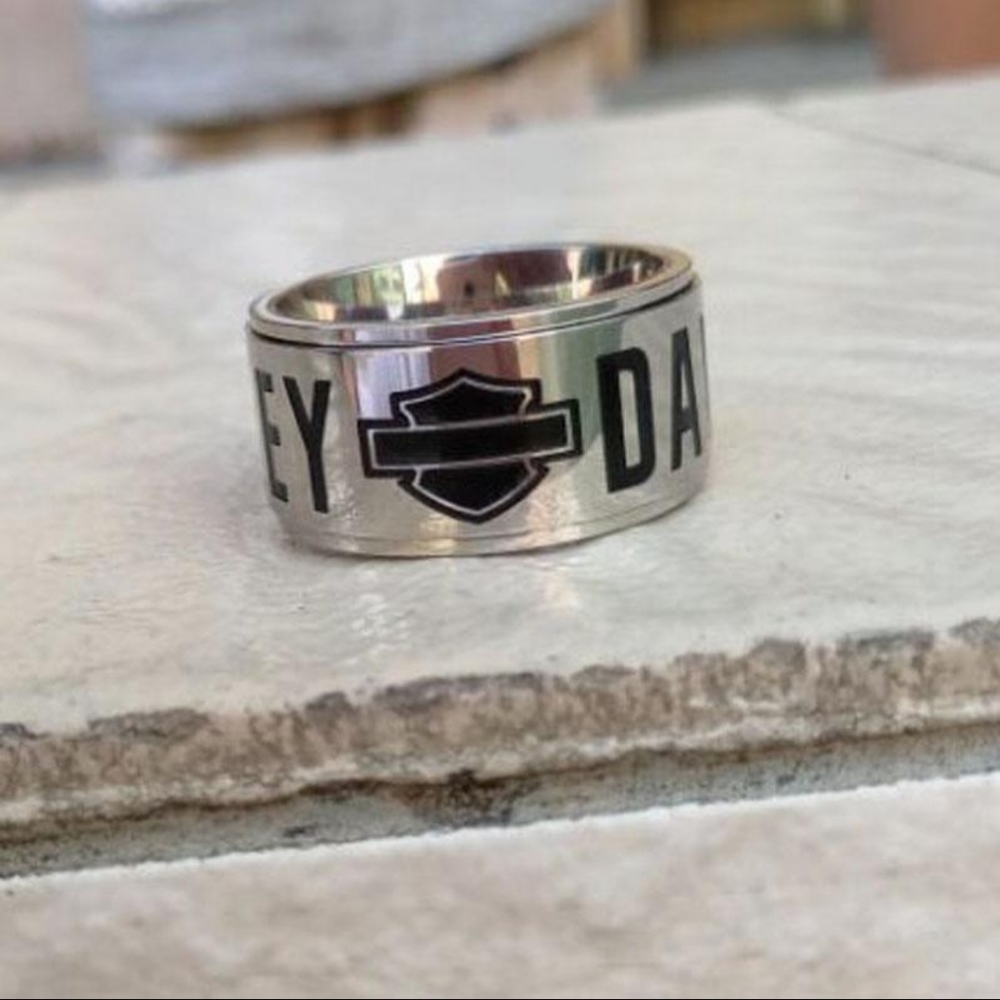 Mens harley davidson spinner ring stainless steel